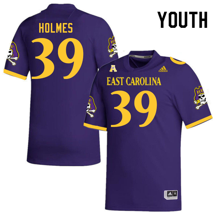 Youth #39 Luke Holmes ECU Pirates College Football Jerseys Stitched-Purple